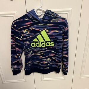 Adidas Kids Navy and Neon Hoodie